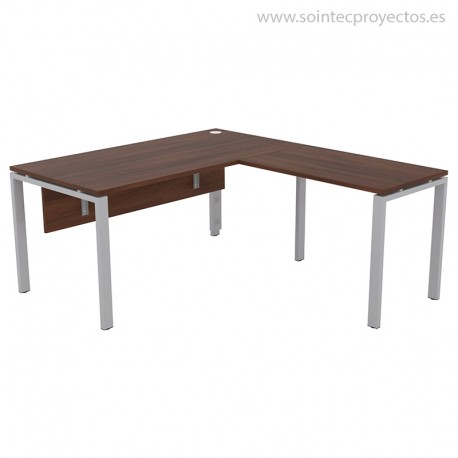 Mesa pórtica con ala, faldón y pasacable