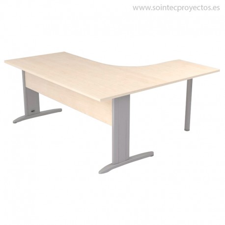 Mesa top compacta ángulo curvo con pata