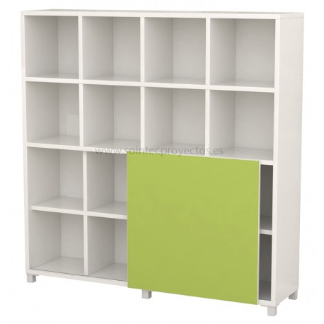 Estantería 16 celdas con tapa de rail