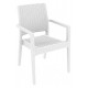 Silla ratan indiana blanca con brazos