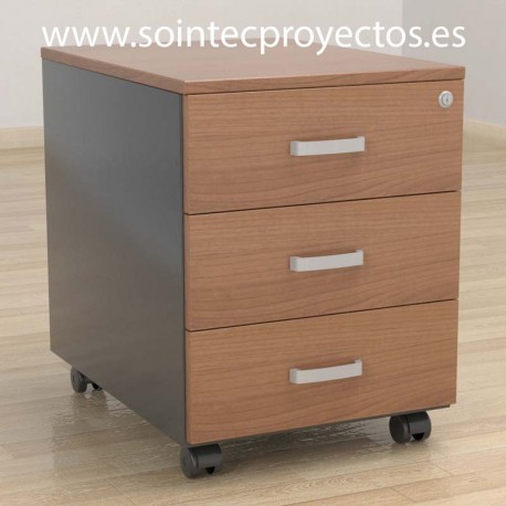 Buck metálico de 3 cajones con ruedas