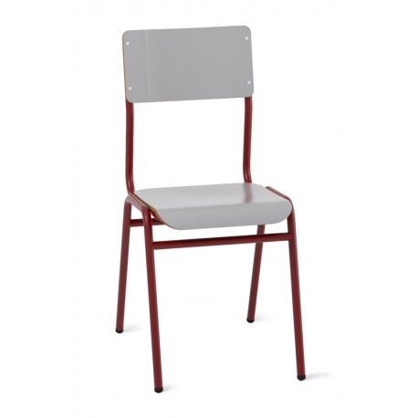 Silla de madera con tubo granate de acero