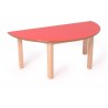 Mesa escolar semicircular con patas de madera