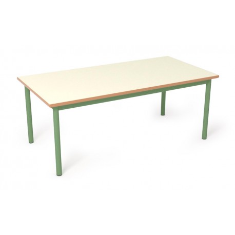 Mesa DM crema y tubo redondo de metal