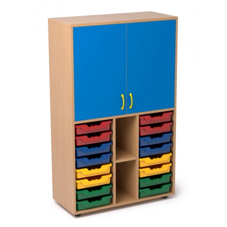 Armario escolar de madera 1 estante, 2 casilleros y 2 gaveteros