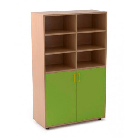 Armario de madera con 1 estante interior y 6 casilleros