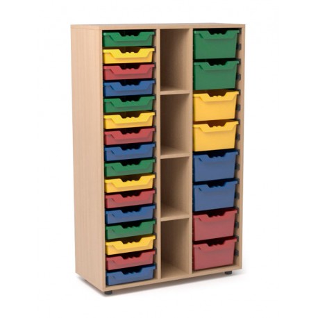 Armario de madera con 3 estantes y 2 gaveteros